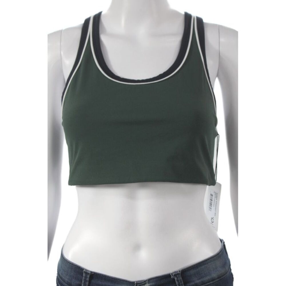 Splits 59 Womens Striped Trimmed Robbie Air Weight Sports Bra Green Size M